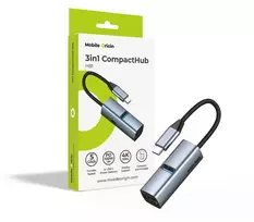 Šakotuvas Cables Mobile Origin 3in1 CompactHub HB1 – USB-A, USB-C, HDMI, USB-C Cable