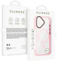 Liavec Hybrid Magsafe Clear dėklas skirtas Apple iPhone 16 rožinės spalvos