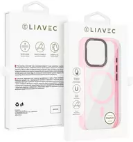Liavec Hybrid Magsafe Clear dėklas skirtas Apple iPhone 15 Pro Max rožinės spalvos