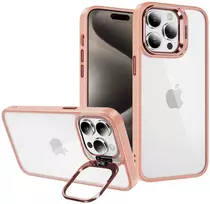 Tel Protect Kickstand dėklas + apsauginis stiklas kamerai (lens) skirtas Apple iPhone 11 Pro light rožinės spalvos