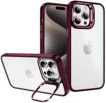 „Tel Protect“ dėklas su atlošu ir kameros stikliuku (objektyvu) Apple iPhone 15 Pro bordo spalvos