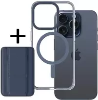Amazing Thing Titan Pro Mag Wallet dėklas telefonui 10FT IP156.1PTWBU Apple iPhone 15 Pro mėlynos spalvos su stoveliu
