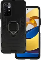 Fusion Accessories Topt Ring Armor dėklas skirtas Xiaomi Poco M4 Pro 5G juodos spalvos