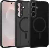 Fusion Accessories Full Matte Mag dėklas, skirtas Samsung Galaxy S25 FE, juodos spalvos