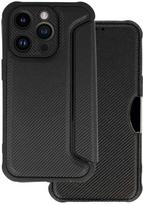 Toptel Topt Razor Carbon Book dėklas skirtas Apple iPhone 14 Pro Max juodos spalvos