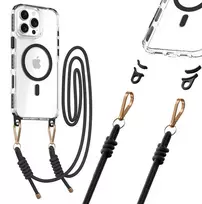 Tel Protect Skaidrus dėklas su virvele skirtas Apple iPhone 15 juodos spalvos