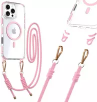 Tel Protect Strap Clear dėklas skirtas Apple iPhone 17 Pro Max rožinės spalvos