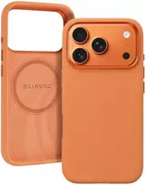 Liavec Silky dėklas su Metal Camera Frame skirtas Apple iPhone 17 Pro oranžinės spalvos