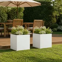 Sodo vazonas 2 vnt. Balta 45 x 45 x 45 cm