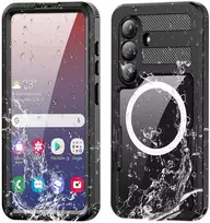 Dėklas na Samsung S26 PLUS vandeniui atsparus Shellbox Mars su metaliniu žiedu juoda