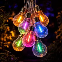 Telforceone „Forever Light“ saulės energija varomos LED girliandos SUNARI FLS-400, 4 m, 10 lempučių, daugiaspalvės