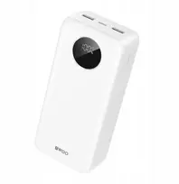 BWOO 22,5W 30000 mAh išorinė baterija su LCD ekranu, balta