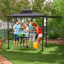 Promotion BBQ pavėsinė su šonine stogine, 318 x 153 cm, tamsiai pilka