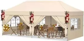 Koduva Sulankstomas sodo paviljonas su 4 šoninėmis sienelėmis, 3 x 6 m, baltas
