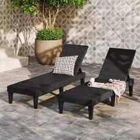 Koduva Gultas gultas lauko gultas, PP plastikas, ratano išvaizda, juoda, 156-188 x 57 cm
