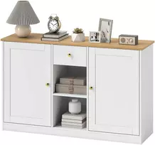 TV staliukas Koduva Sideboard su stalčiumi, spintelėmis ir lentynomis, balta, 120 x 35 x 75,2 cm
