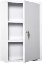 Koduva Balta rakinama metalinė vaistų spintelė su 3 skyriais, 40 × 18 × 60 cm