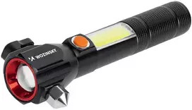 Wozinsky WLR-31 5W 500lm CREE 3 viename daugiafunkcis žibintuvėlis su stiklo daužikliu ir saugos diržo pjaustytuvu - Juodas