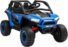 Aosom Vaikiškas elektrinis UTV, 5–7 km/h, 2 vietų, nuotolinio valdymo pultas, muzika, šviesos, mėlynas