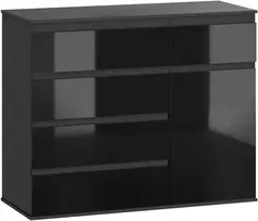 TV staliukas Koduva Modernus sideboardas su 5 stalčiais, reguliuojama lentyna, „soft-close“ durelėmis, juodas blizgus