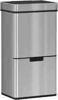 Aosom Sidabrinė 72 l jutiklinė rūšiavimo šiukšliadėžė, 47 l + 2 × 12,5 l