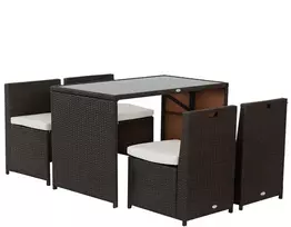 Aosom Lauko valgomojo komplektas 4 asmenims, 5 dalių, rudas ir chaki