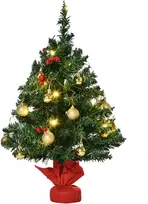 Aosom Mini Kalėdų eglutė, 60 cm, žalia, su LED lemputėmis ir kalėdiniais kamuoliukais