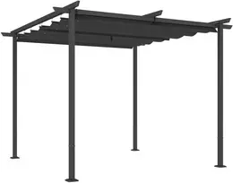 Koduva Pergola 3 x 3 m su stumdomu stogu, metalinis rėmas, tamsiai pilka