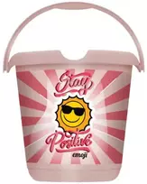 Keeeper Bucket dekoruotas kibiras 10L Ilvie „Emoji Stay Positive“ Ø30x28cm rožinis