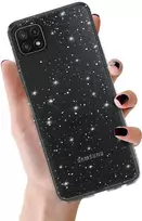 Fusion Accessories Topt Crystal Glitter dėklas, skirtas Samsung Galaxy A22 5G, sidabro spalvos
