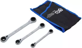Bgs Technic Dvipusių terkšlinių kilpinių raktų rinkinys | 4-in-1 | 8–19 mm | 3 vnt. (74718)