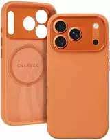 Liavec Silk Shield dėklas su Metal Camera Frame skirtas Apple iPhone 17 Pro oranžinės spalvos