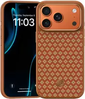 Benks Dėklas Magnetic Armor Pro Armor Grid Kevlar Metal Frame 600D (C.K.FL.AP.GD.F070) skirta Apple iPhone 17 Pro Max oranžinės spalvos