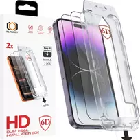 Grūdintas stiklas Tel Protect Dust-Free Easy Fit Full Glue 6D skirtas Apple iPhone 14 Pro Max juodas – 2 vnt