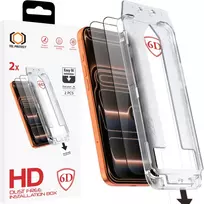 Grūdintas stiklas Tel Protect Dust-Free Easy Fit Full Glue 6D skirtas Apple iPhone 17 Pro juodas – 2 vnt