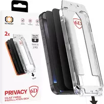 Grūdintas stiklas Tel Protect Dust-Free Easy Fit Privacy Full Glue 6D skirtas Apple iPhone 15 Pro juodas – 2 vnt