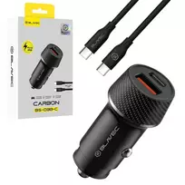 Blavec autmobilinis įkroviklis BS-03B-C Carbon – USB + Typ C – QC 3.0 18W PD 30W su kablem Typ C na Typ C (CCBS03BC-UCB) juodos spalvos