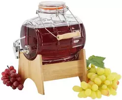 Stiklinė gėrimų statinaitė su kraneliu ir bambukiniu stovu, 3 l