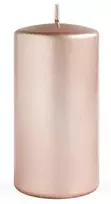 Mondex Świeca OPAL MET POŁYSK Walec mały 7x7x10cm parafinowa Rose Gold