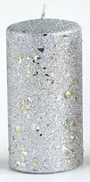 Mondex GLAMOUR NEW žvakė, mažas cilindras, 7x7x10cm, parafinas, sidabrinė