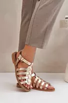 Lewski Shoes Natūralios odos aukso spalvos basutės