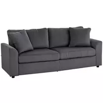 3-vietė sofa su dekoratyvinėmis pagalvėlėmis, aksominė sofa svetainei, miegamajam, 212 cm pločio, tamsiai pilka
