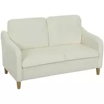 2 vietų sofa, maža kušetė su šerpa vilnos išvaizda, 137 cm, svetainei, kreminės baltos spalvos