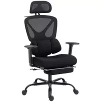 HOMCOM Ergonominė biuro kėdė su ratukais, tinklelio audiniu, juosmens atrama, kompiuterinė kėdė su porankiais, reguliuojama galvos atrama