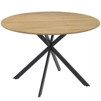 HOMCOM apvalus valgomojo stalas 4 asmenims, Ø120 cm, virtuvinis stalas pramoniniu stiliumi su plieninėmis kojomis, skirtas valgomajam, virtuvei, namų biurui, ąžuolas