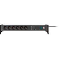 Brennenstuhl Alu-Office-Line 6-way power strip for the desk, black/aluminum, 3-meter cable, 60,000A surge protection