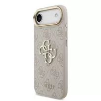 GUESS PU Leather 4G Metal Logo Gold Frame Case for iPhone Air in Pink