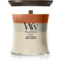 Woodwick Trilogy Vanilla Embers kvapioji žvakė medinė dagtis 275 g
