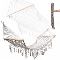 Sodo hamakas boho tinklinis kutas, pakabinamas gultas, makramė 200cm Pilka