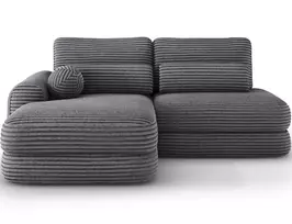 Ripeli Corner Sofa Bed with Storage, Grey Velvet, Left-Hand Facing, Modern, Gray